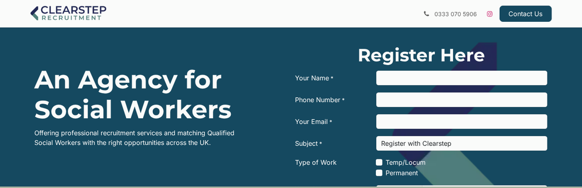 ClearStep Recruitment website screenshot