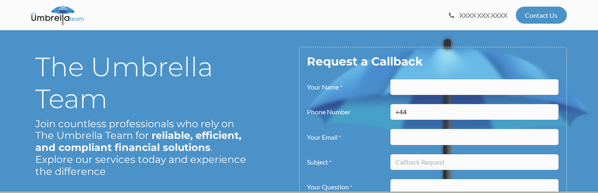 The Umbrella Team website screenshot